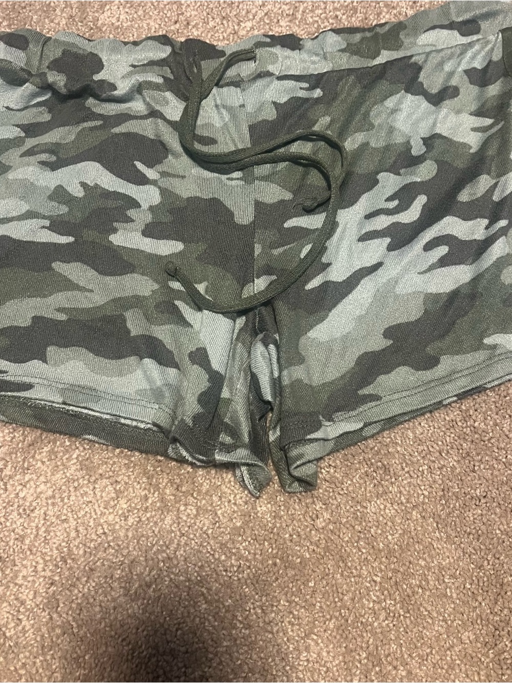 Lucky Brand womens Green Camo Athletic Drawstring Shorts